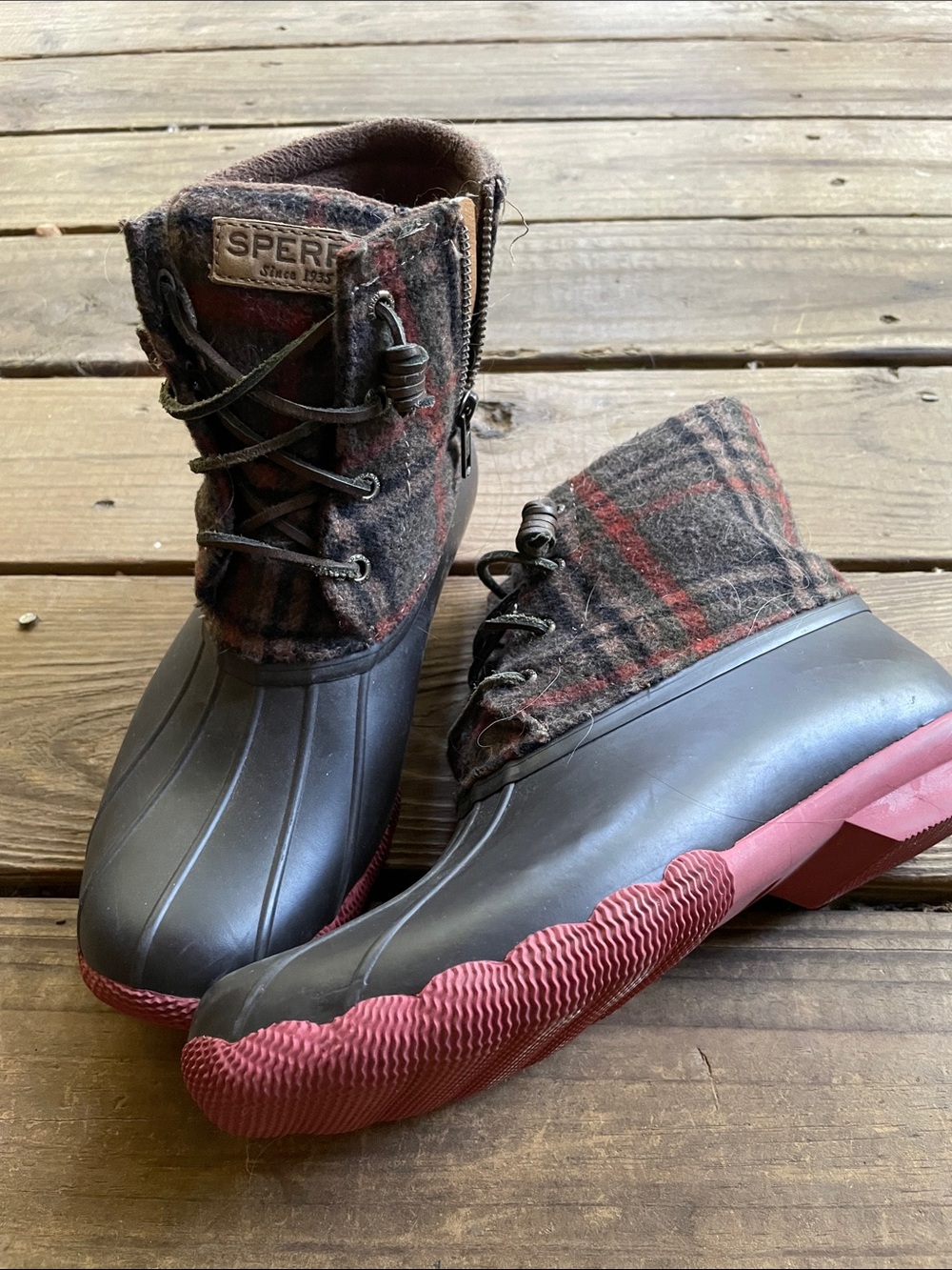 Sperry Top Sider Plaid Saltwater Duck Boots